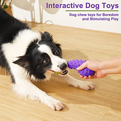 Petsta Squeaky Dog Toys For Aggressive Chewer Large Medium Small Breed Dog, Tough Durable Dog Chew Toys With Non-Toxic Natural Rubber For Teething (Corn-Eggplant-Radish) #TOP4