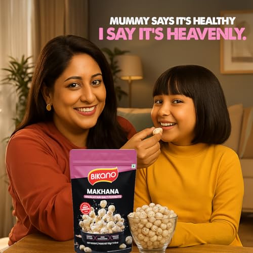 Image of Bikano Makhana Himalayan Salt | Prepared in Olive Oil | Roasted Foxnut | Crunchy Light Snack | Ready to Eat | 50g Pack (Pack of 3)