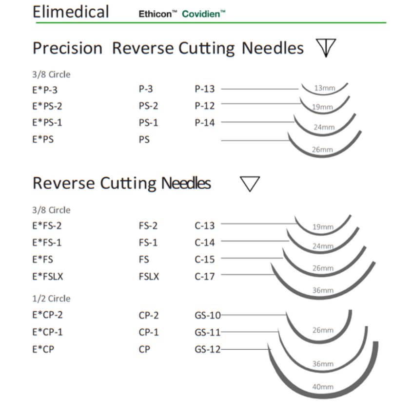 Image of ELISORB Suture with Reverse Cutting Needle, 12 Pack. Sutures for Surgical Wound Training Students, Practice and Educational Use. Multifilament Absorbable Material 0 PGA, 30 inch, CP1, Violet 467PGA