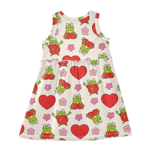 Frog Flower Girls Summer Sleeveless Dress Casual Sundress 2-8 Years2
