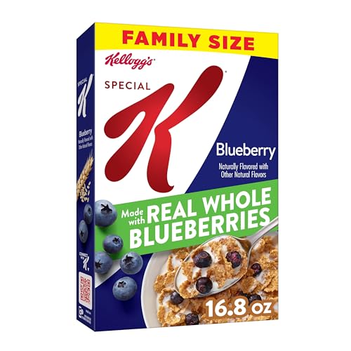 Special K Cold Breakfast Cereal, 11 Vitamins and Minerals, Made With Real Blueberries, Family Size, Blueberry, 16.9oz Box (1 Box)