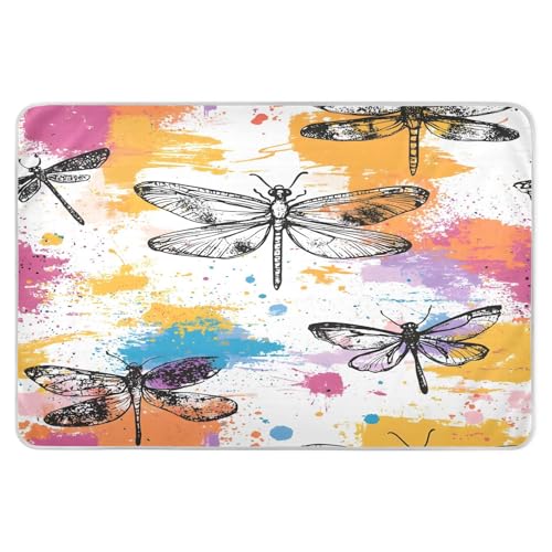 BOESI Graffiti Dragonfly Pattern Waterproof Pads for Bedwetting and Incontinence, Reusable Pads, Reusable Diaper Pads for Bed, Sofa, Travel