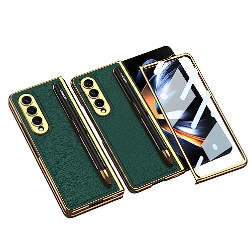 Housse de téléphone Samsung Z Fold 4 en cuir vert idéale pour le bureau et les déplacements