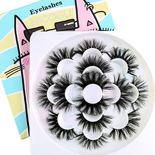 HICOCU 25mm 3D Mink Lashes Full Volume Mink Eyelashes Fluffy Volume Dramatic 25mm Mink Lashes Extension Cruelty-free Siberian Mink Strip Eyelashes …… (Y715)