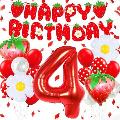 Ballons d'anniversaire fraise en latex résistant hélium