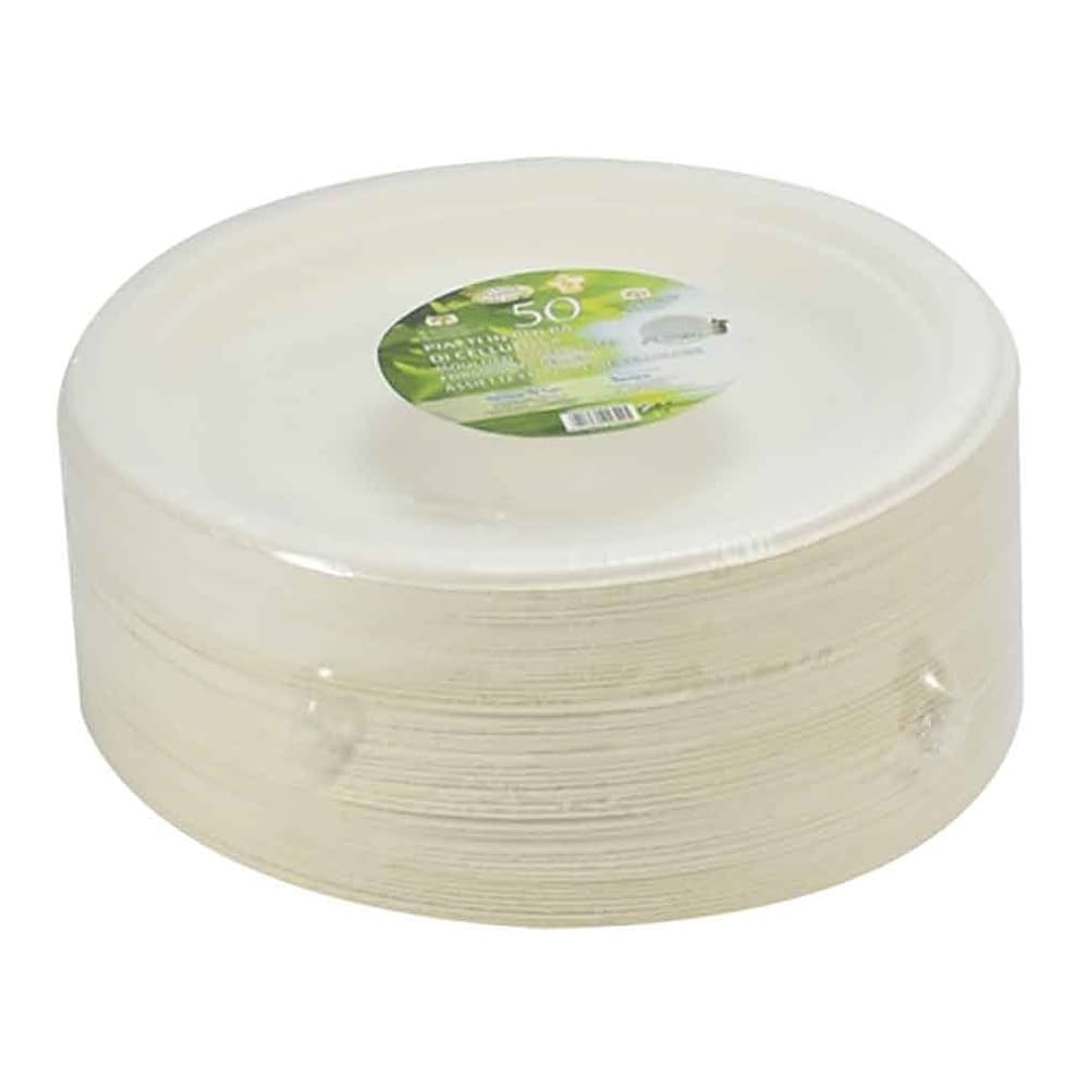 Piatti Di Carta Biodegradabili Ø26cm - 250 Uni In Polpa Di Cellulosa Per Picnic E Feste