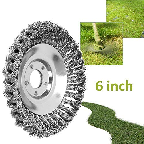 KBINGO 6” Knotted Twist Steel Wire Wheel Brush Grass Trimmer Head, Brush Cutter