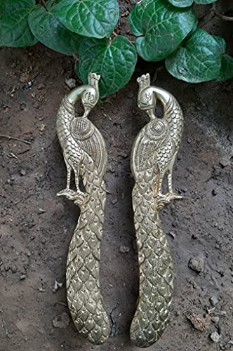 Manija de puerta de latón BharatHaat con diseño de pavo real hecho a mano 7