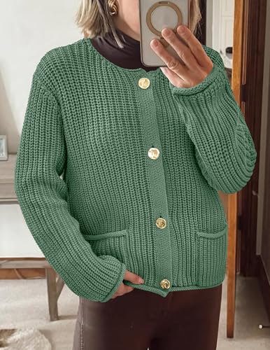 Image of PRETTYGARDEN Cardigan Sweaters for Women 2026 Trendy Oversized Knit Chunky Button Cardigans Fall Winter Outfits with Pockets