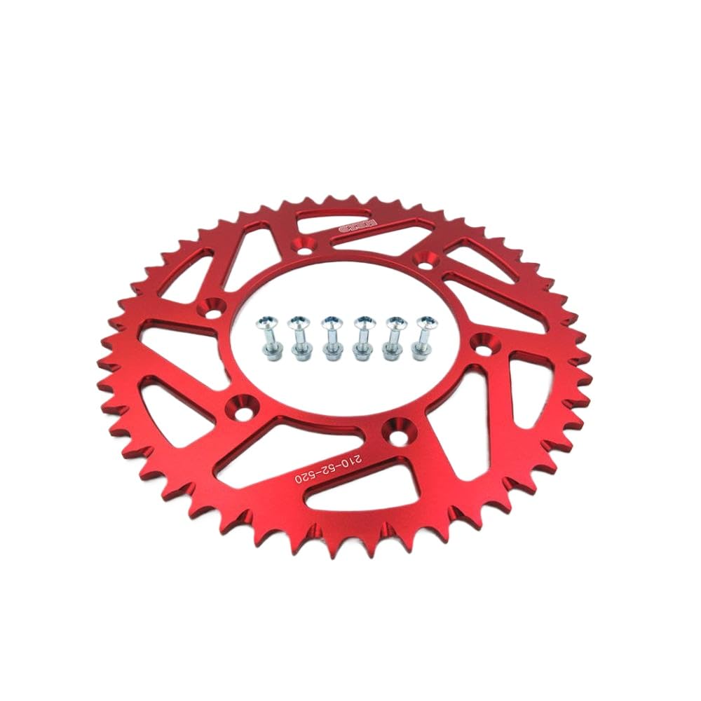 Chaîne de pignon arrière 520 49T 51T 52T Aluminium Double chaîne Plaque de roue Houb Rehautage Joint compatible avec CRF 125 250 450 Pièces de moto(52T Sprocket A1)