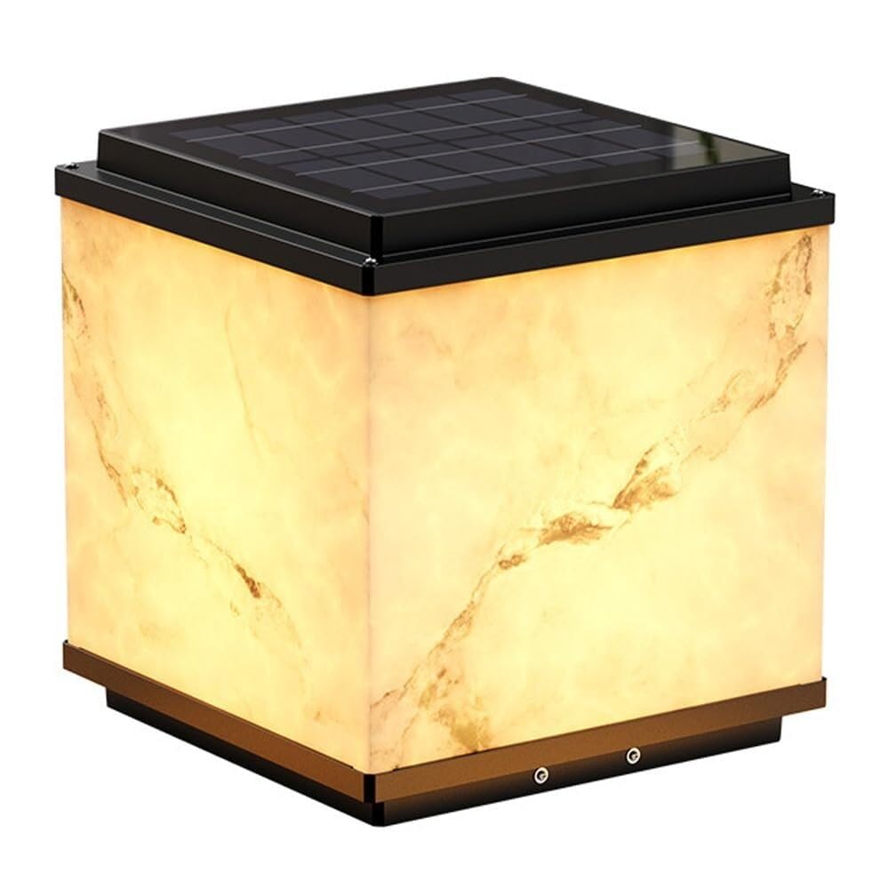 Lampada Pilastro Lampada a colonna solare IP65 Lampada a colonna impermeabile in acciaio inossidabile LED Portico luminoso Lampada da palo in vetro con struttura in marmo Esterno for giardino Cortile