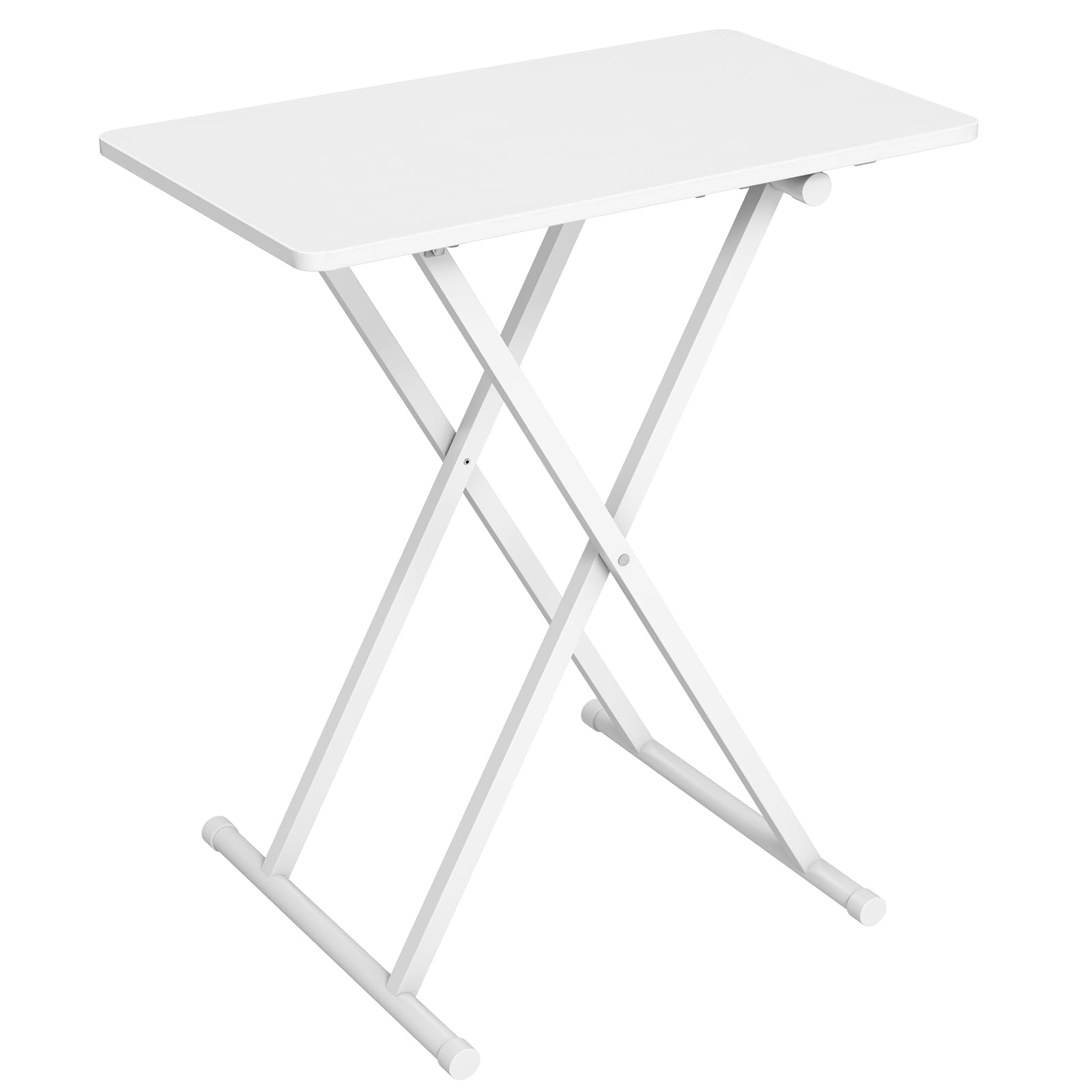 HOOBRO Beistelltisch Klappbar, Kleiner tabletttisch, verstellbare Höhe Klapptische, 60 x 40 x 60 cm, TV Tray, Tablett Tisch, Snack Tisch, Weiß EWW16BZ01