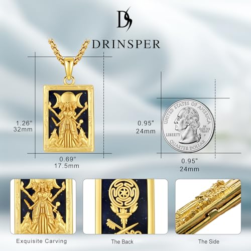 Hecate Tarot Card Necklace Triple Moon Hekate Goddess of Witches Pendant for Women Men 925 Sterling Silver 18k Gold Plated Hecate Ancient Greek Mythology Witchcraft Magic Amulet Jewelry Gift2