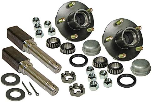 Rigid Hitch Par de 5 pernos en 4-12 pulgadas conjunto de cubo de remolque (AKSQ-2200545) incluye (2) eje cuadrado 1-116 pulgadas ejes rectos y