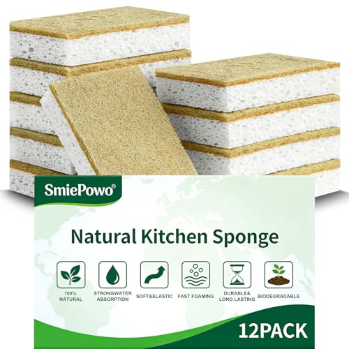 SmilePowo Compostable Kitchen Sponges (12 Pack)