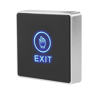 Demeras Door Touch Exit Release Unlock Button Switch Panel LED Light for Door Access Control System with Blue Indicator Light,NO/COM Output Contact