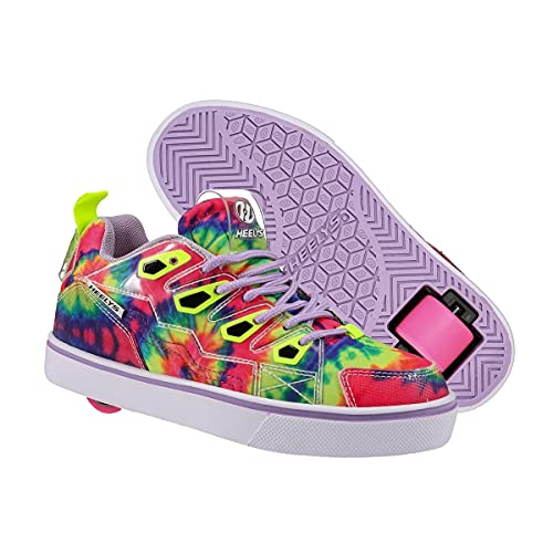 HEELYS Youth Kids Tracer Wheels Skate Sneaker Shoes (Purple Neon Yellow Tie Dye, Numeric_3)