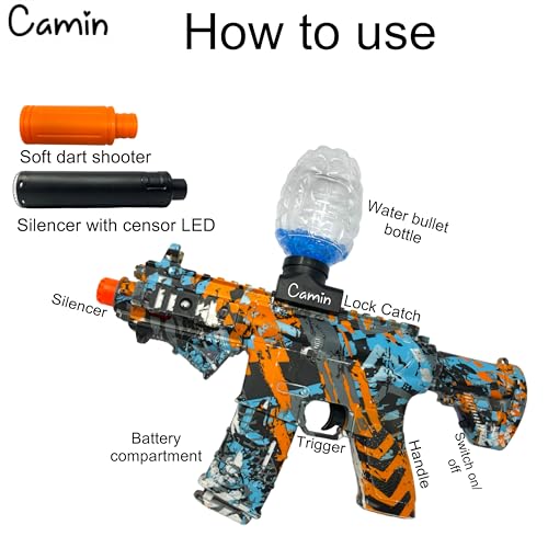 Image of Camin M416 Gel Blaster Gun |20K Gel Balls|for Adults Electric Operated Gun High Speed Upto 12 Feet Range|Rechargeable|Safe & Durable Outdoor Shooting Game|Perfect for Backyard Battles & Fun