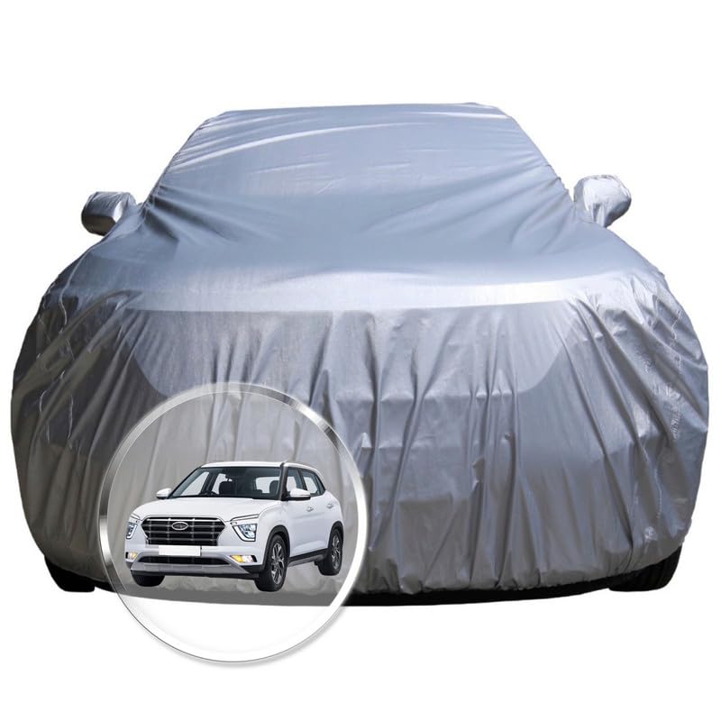 Image of NEODRIFT 'CrystalTech' Car Cover for Hyundai Creta (100% Water-Resistant, All Weather Protection, Tailored Fit, Multi-Layered & Breathable Fabric) (Colour: Crystal Silver)