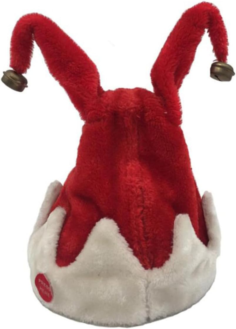 FRCOLOR Christmas Musical Santa Hat Red Flannelette Double Ring Party
