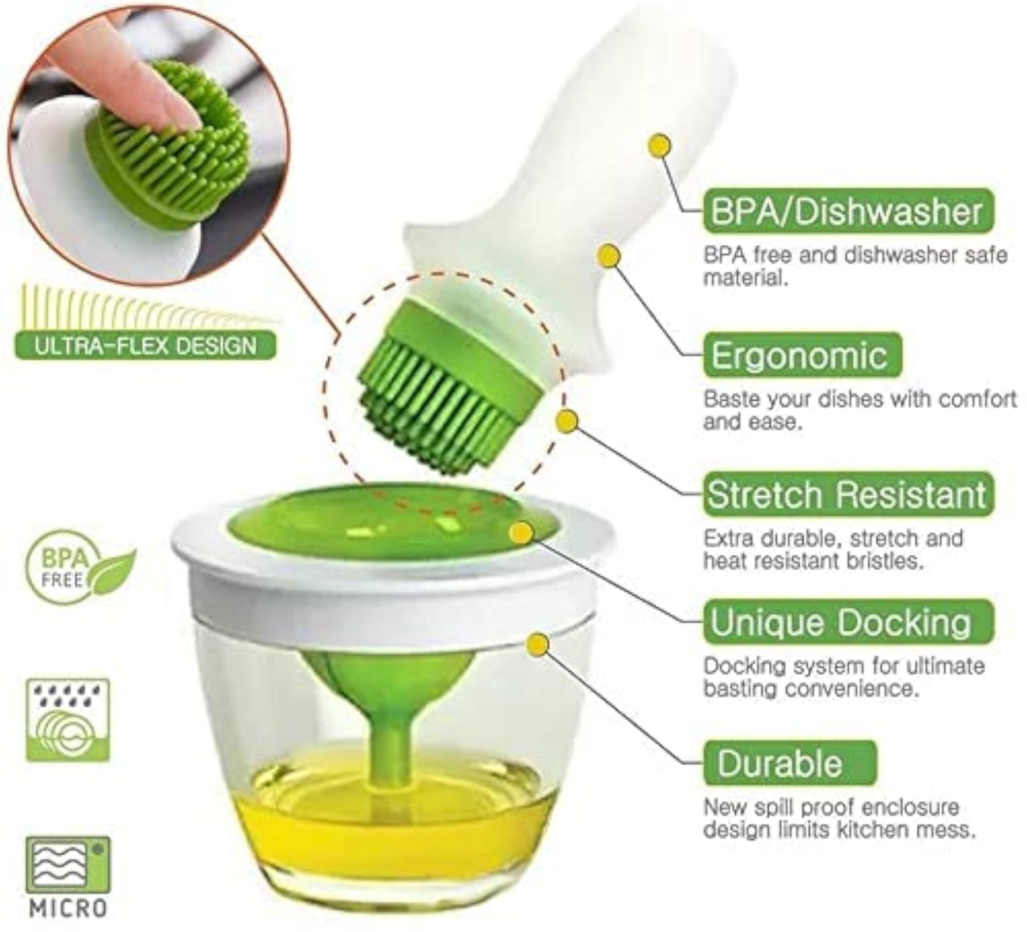 Chef's Silicone Basting Brush & Glass Bowl Set, Cooking Essentials