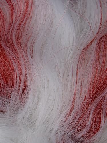 Image of O-karun Cosplay Wig for Men Short Curly White and Red Wave Wig White Costume Male Wigs for Unisex Halloween Party Women