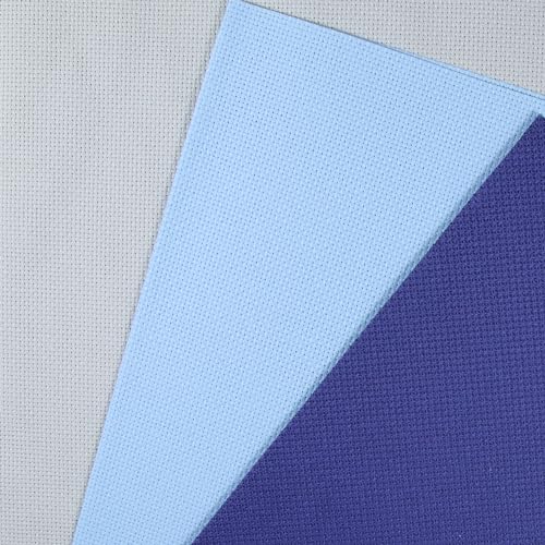Image of KCS 3 pc of 12 inch x 18 inch(30cmx45cm) 16CT Counted Cotton Aida Cloth Cross Stitch Fabric (Sea Foam+Light Blue+Royal Blue)