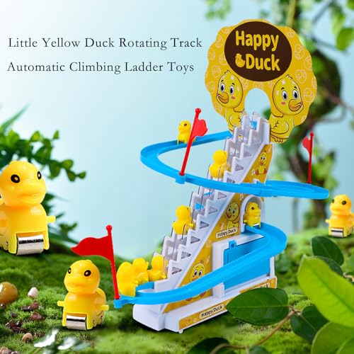 Elektrische Ente Treppensteigen Spielzeug, Elektrische Enten Slide Track Mit Licht und Musik 12 Stück Electric Duck Climbing Stairs Toy, Pädagogisches Spielzeug Ab 3 Jahre, Geschenk für Mädchen Jungen