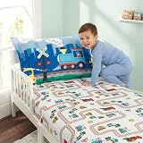 EVERYDAY KIDS Toddler Fitted Sheet and Pillowcase Set -Choo Choo Train- Soft Breathable Microfiber Toddler Sheet Set