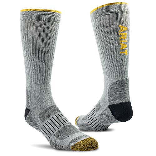 ARIAT AriatTEK High Performance Crew Socks, 2 Pairs Gray LARGE