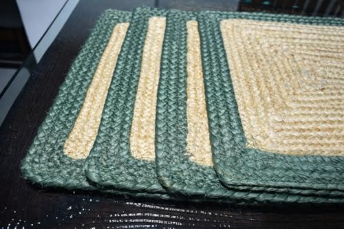 Sets de table en jute beige rectangulaires 30x45 cm de table à manger - 5