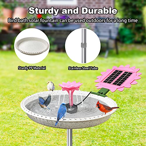 Bird Wish Solar Powered Bird Bath, Durable Stable Weather Resistant Rust Proof Bird Baths For Outdoors Solar With Sturdy 4 Metal Stakes For Garden Lawn Backyard #TOP3