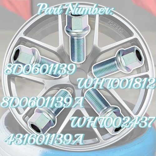 Image of 5 Pack 8D0601139D WHT002437 M14x1.5 Car Lug Nuts Wheel Lug Bolts | Compatible With Volkswagen /VW Golf Jetta Passat Beetle CC for Audi A3 A4 A5 A6 A7 Quattro A8 M14-1.5 Lug Bolts(Color Zinc)