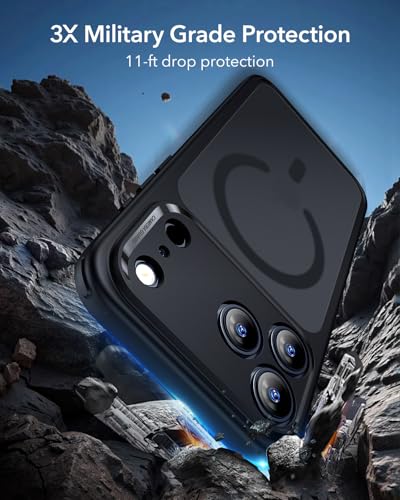 Image of ESR for iPhone 17 Pro Max Case, Camera Control Cover, Compatible with MagSafe, Shockproof Military-Grade Protection, Magnetic Phone Case for iPhone 17 Pro Max, Classic Hybrid Case, Frosted Black