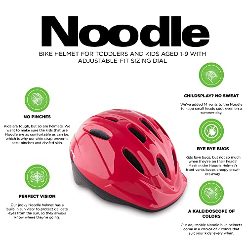 Joovy Noodle Bike Helmet For Toddlers And Kids Aged 1-9 With Adjustable-Fit Sizing Dial, Sun Visor, Pinch Guard On Chin Strap, And 14 Vents To Keep Little Ones Cool (Small, Red) #TOP5