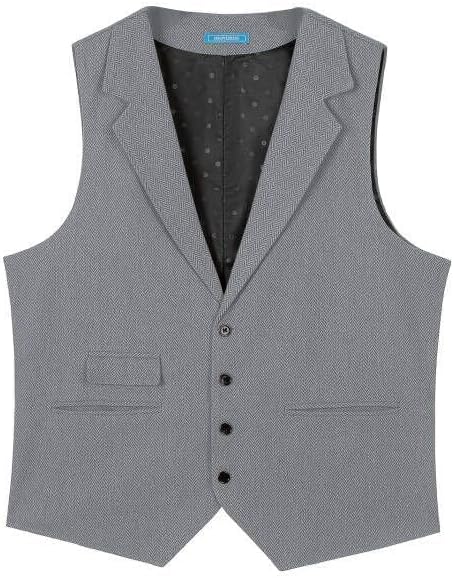 Size XL Solove-Suit Mens Vintage Tweed Suit Vest Notch Lapel Dress Waistcoat Western Cowboy Vest
