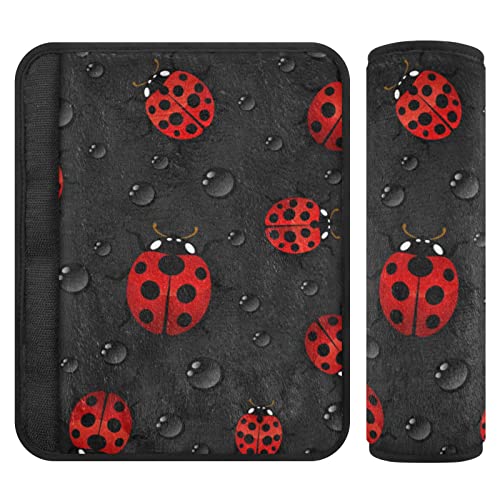 MCHIVER Ladybug Car Seatbelt Shoulder Pads 2 Pieces Seatbelt Covers for Adults Kids Auto Seat Belt Cushion Protector 10 * 7.7in