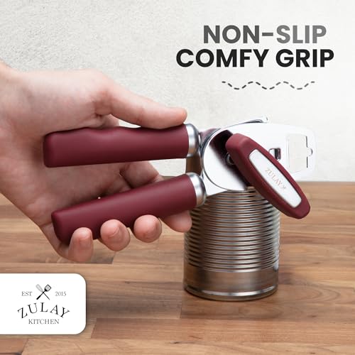 Image of Zulay Kitchen Manual Can Opener Heavy Duty Patented Stainless Steel, Wine