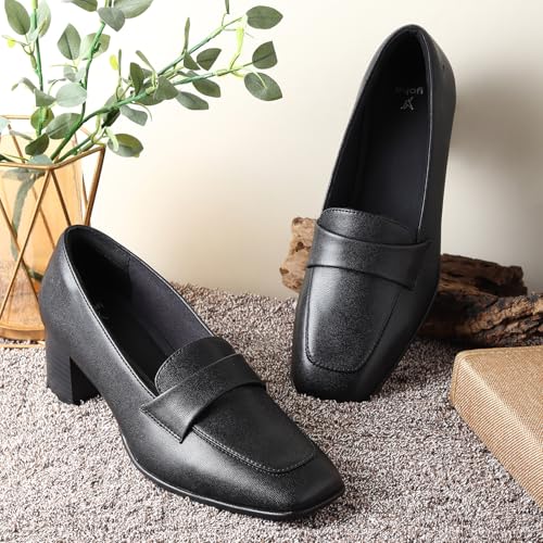 Image of YOHO Bliss Heel 001 Slip-on Loafers for Women | Comfortable & Stylish Block Heeled | Fashion Moccasins with Footpharma Footbed | Perfect for Casual, Formal Shoe