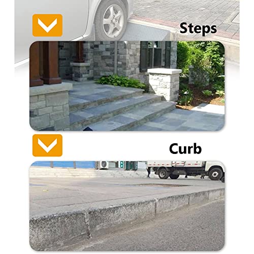 Rampas de carga en acero inoxidable XXIOJUN, rampas antideslizantes con escalones, para aceras, estacionamientos, fábricas, hoteles, automóviles, motocicletas, sillas de ruedas y vehículos pesados (Color: Plata, Tamaño: 60x30x10 cm) miniatura 7