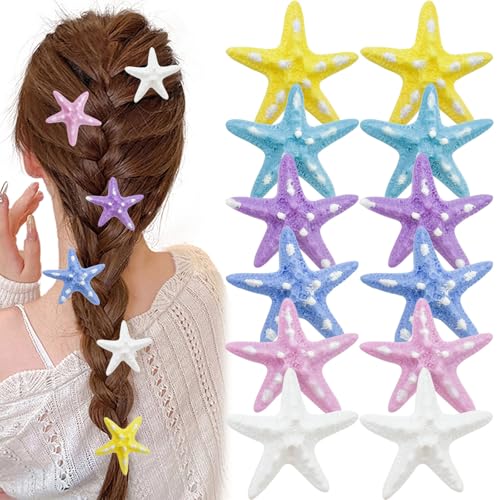 Set de 12 pinzas decorativas de estrella de mar multicolor