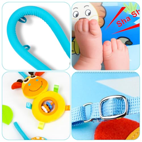 Baby-Autositz-Spielzeug, verstellbar, nach hinten gerichteter Autositz, Aktivitätsspielzeug, sensorisches Sitzspielzeug mit Spiegel, Auto-Reise-Aktivitätszentrum, Spiel- und Kick-Auto-Spielzeug für – Bild 5