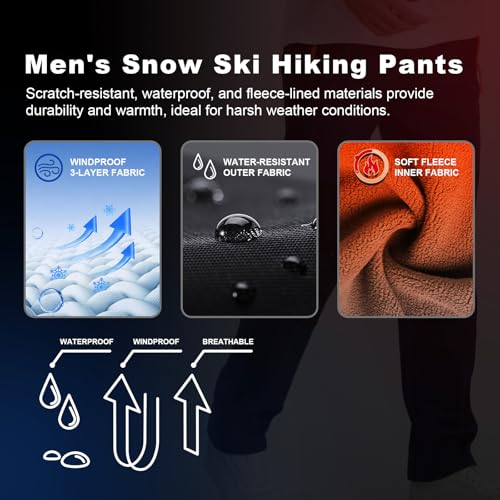 INYO Men's Snow Ski Hiking Pants, Outdoor Mountain Climbing Skiing Camping Pants4