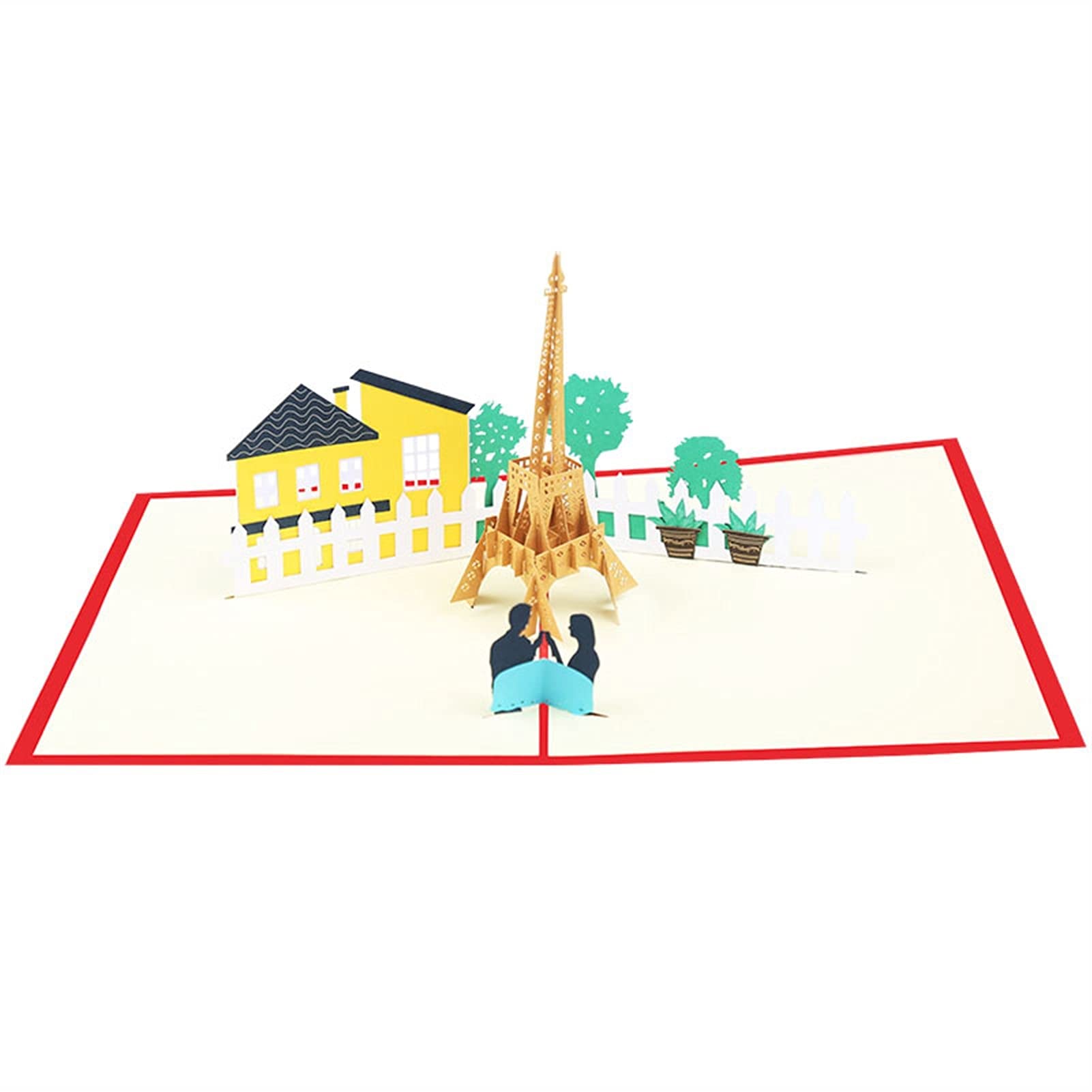 Kartki okolicznościowe 3D ręcznie robione romantyczna wieża Eiffla papier zaproszenie kartka pocztowa walentynki ślub prezent 10 szt. kart podarunkowych