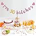 Pink Gold I'm 30 Bitches Banner - Happy 30th Birthday Banner - 30th Wedding Anniversary Party Decorations Glitter