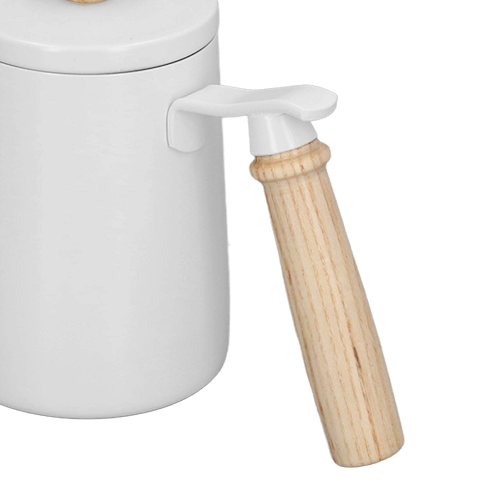Hervidor de agua de 600 ml para café de filtro, de acero inoxidable 304, con boquilla de cuello de cisne y mango de madera. Hervidor de agua de cuello de cisne para café y otras (Blanca)
