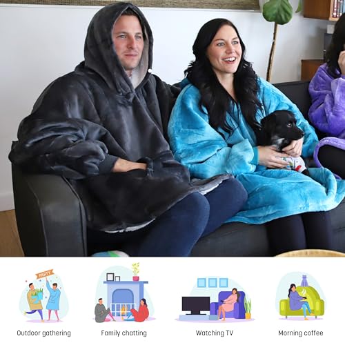 Image of Catalonia Oversized Hoodie Blanket Sweatshirt, Comfortable Sherpa Giant Pullover with Large Front Pocket for Adults Men Women Teenagers Wife Girlfriend