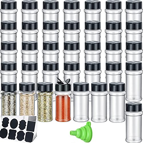 36 Pcs 3 oz Clear Plastic Spice Jars, Spice Bottles Seasoning Containers Jars Shaker Condiment Pots, for Kitchen Storing Pepper Herbs Powders Salt Dry Goods, Flip Cap To Pour Or Sifter, Label and Lids