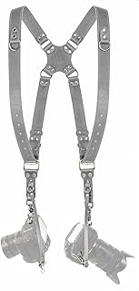 C Coiro Camera Harness for 2 Cameras â€“ Dual Shoulder Leather Camera Strap â€“ Double Camera Harness for DSLR/SLR, Camera Straps for Photographers of All Levels, Standard Straps/Color Grey