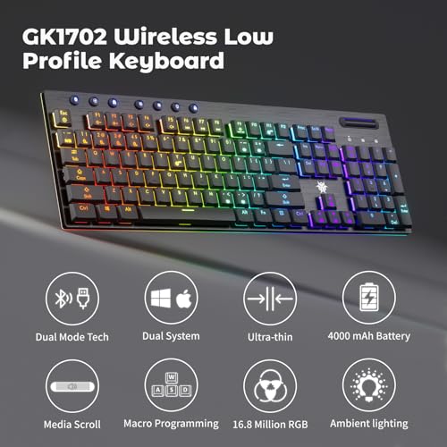 Teclado Gamer GK1702 Mecánico Inalámbrico Bluetooth USB-C miniatura 2